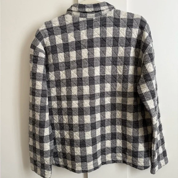 Marine Layer Snap Placket Quilted Pullover Jacket Sweatshirt Check Henley Polo M - Picture 7 of 11